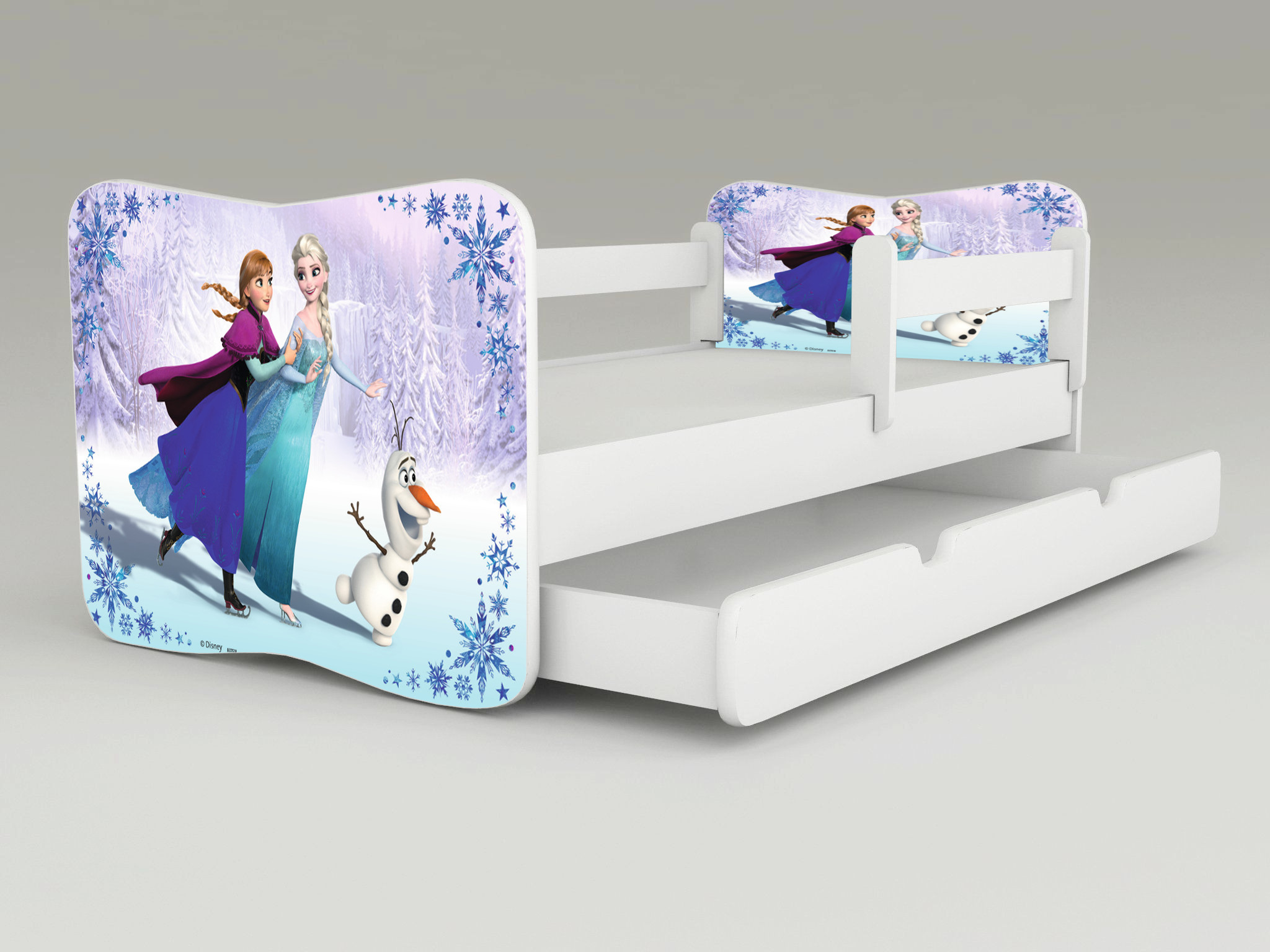 Detská posteľ s odnímateľnými bočnicami + šuflík Frozen and Snow